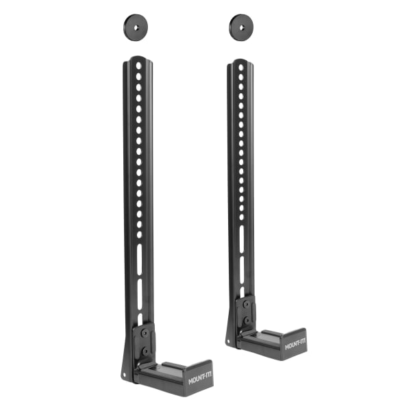 Mount-It! Universal Soundbar Mount Brackets for TV and Wall Installation, 2-1/2inH x 5-1/4inW x 17-1/2inD, Black, Set Of 2 Brackets