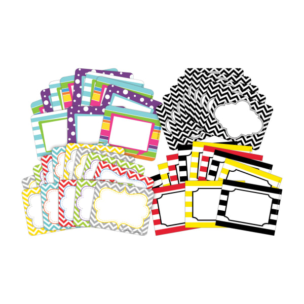 Barker Creek Name Tags, 2 -3/4" x 3 1/2", Chevron/Wide Stripes/Happy, 45 Name Tags Per Pack, Case Of 4 Packs