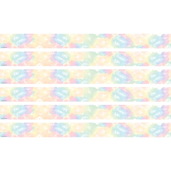 Teacher Created Resources Straight Border Trim, Pastel Pop Tie-Dye, 35ft Per Pack, Set Of 6 Packs
