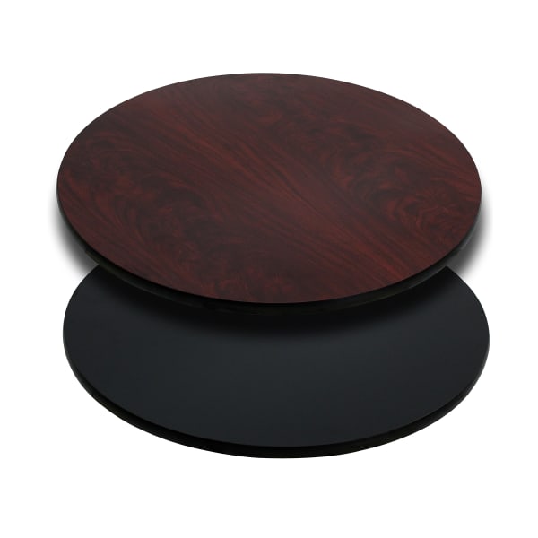 Flash Furniture Round Table Top With Reversible Laminate Top, 30in, Mahogany/Black