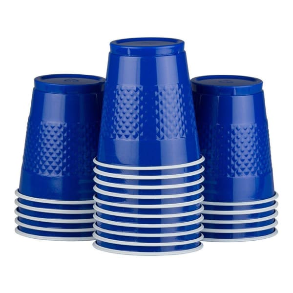 JAM PAPER Plastic Party Cups, 12 oz, Blue, 20 Glasses/Pack