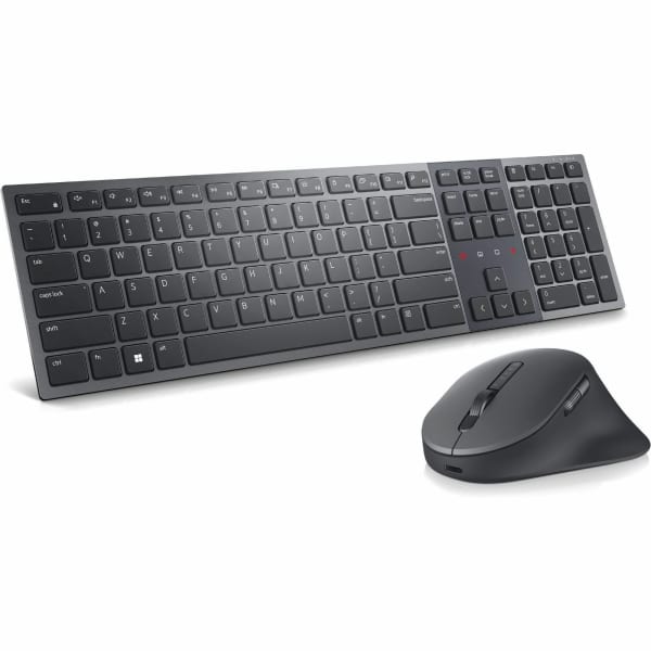 Dell Premier KM900 Keyboard and Mouse - USB Type A Scissors Wireless Bluetooth/RF 5.1 2.40 GHz Keyboard - Graphite - USB Type A Wireless Bluetooth/RF Mouse - 8000 dpi - 7 Button - Scroll Wheel - Graphite