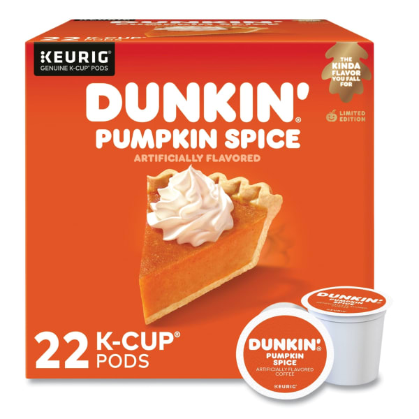 Dunkin Donuts K-Cup Pods, Pumpkin Spice, Box Of 22 Pods
