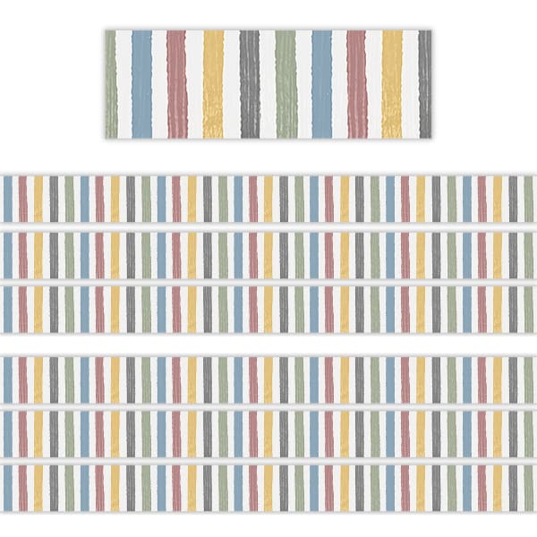 Teacher Created Resources Straight Border Trim, Classroom Cottage Stripes, 35ft Per Pack, Set Of 6 Packs