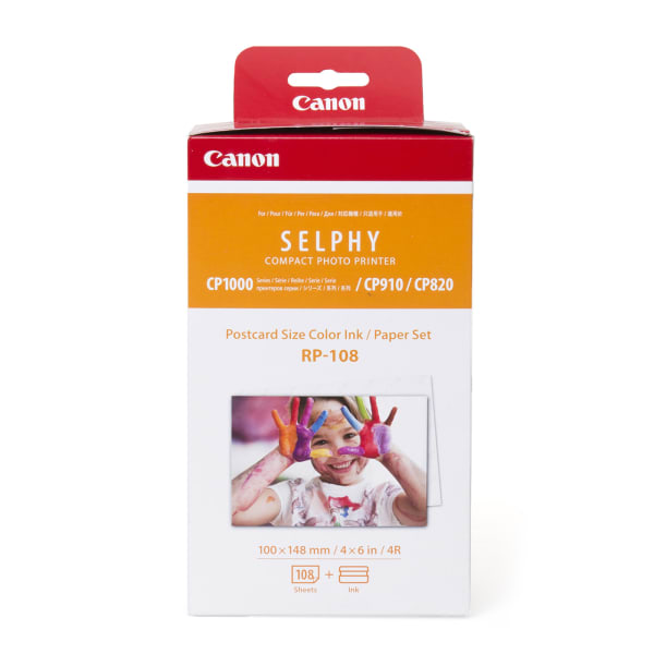 Canon RP-108 Tri-Color Ink Ribbon And Paper Set, 8568B001