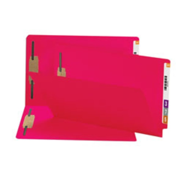 Smead Shelf-Master Color Fastener Folders, Legal Size, Red, Box Of 50