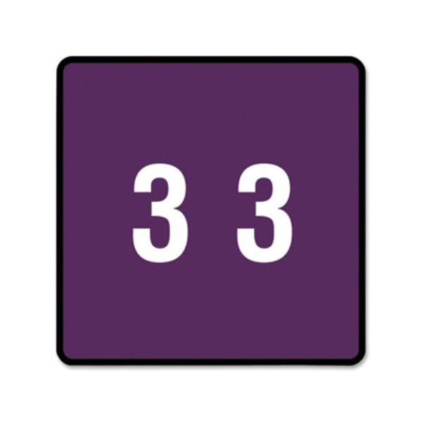 Smead DCC and DCCRN Color-Coded Numeric Labels, SMD67423, "Number", 1 1/2inW x 1 1/2inL, Purple, 250 Per Roll