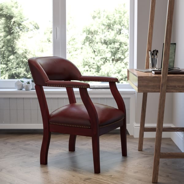 Flash Furniture Vinyl Conference Guest Chair With Accent Nail Trim, Oxblood