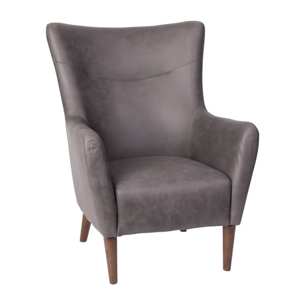 Flash Furniture Connor Traditional Wingback Accent Chair, Commercial Grade Faux Leather Upholstery and Wooden Frame and Legs, Dark Gray