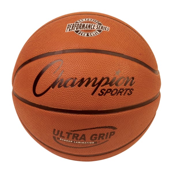 Champion Sports Ultra Grip Rubber Basketball With Bladder, Official Size 7, Orange