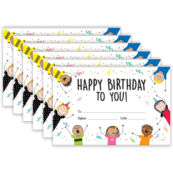 Creative Teaching Press Stick Kids Happy Birthday Awards, 30 Per Pack, Set Of 6 Packs