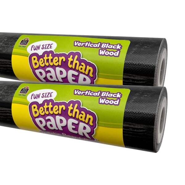 Teacher Created Resources Fun-Size Better Than Paper Bulletin Board Rolls, 18in x 12ft, Vertical Black Wood, Pack Of 2 Rolls