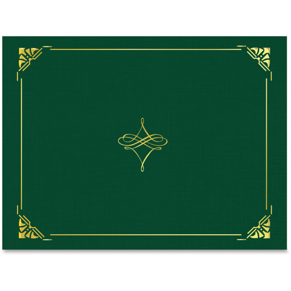 Geographics Letter Recycled Certificate Holder - 8 1/2in x 11in - Hunter Green, Gold - 30% Recycled - 5 / Pack