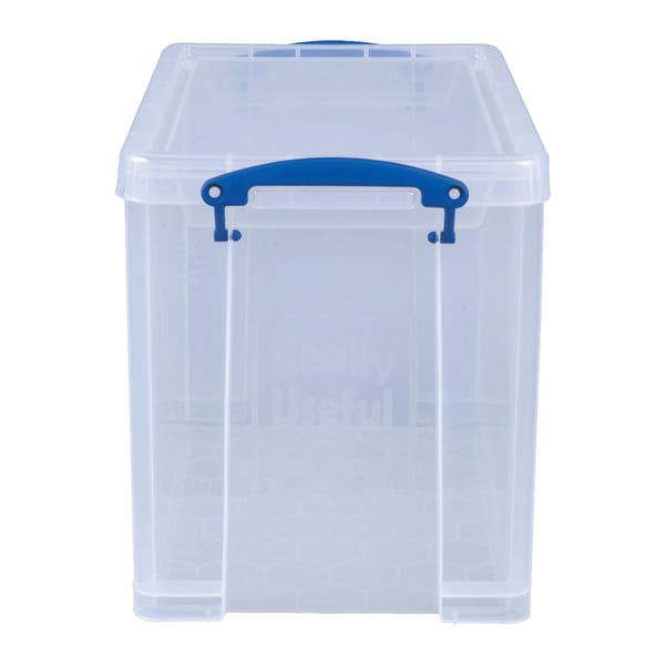 Really Useful Box Plastic Storage Container With Built-In Handles And Snap Lid, 19 Liters, 14 1/2in x 10 1/4in x 11 1/8in, Clear