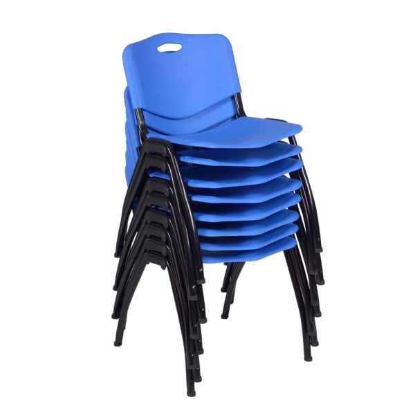 Regency M Breakroom Stacking Chairs, Chrome/Blue, Pack Of 8 Chairs