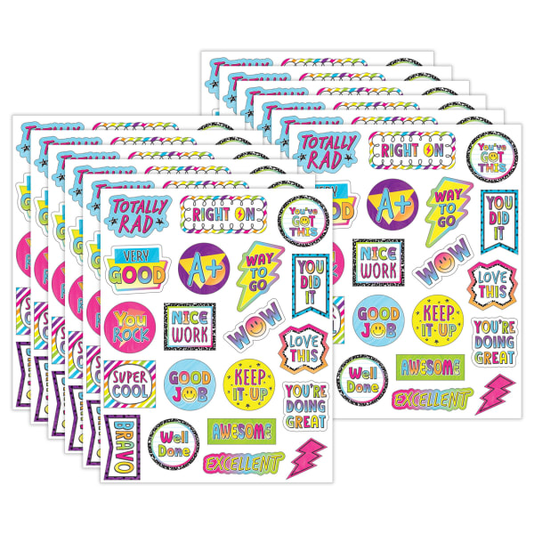 Teacher Created Resources Stickers, Brights 4Ever Smiley Faces, 120 Stickers Per Pack, Set Of 12 Packs