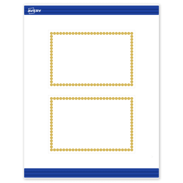 Avery Printable Postcards With Sure Feed Technology, 4in x 6in, Matte White With Preprinted Gold Bead Design, Pack Of 20