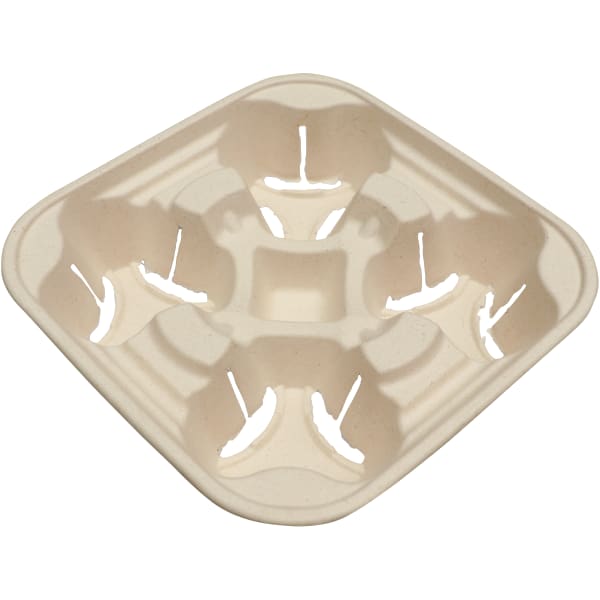 World Centric Fiber Cup Carriers, Natural, Carton Of 600 Carriers