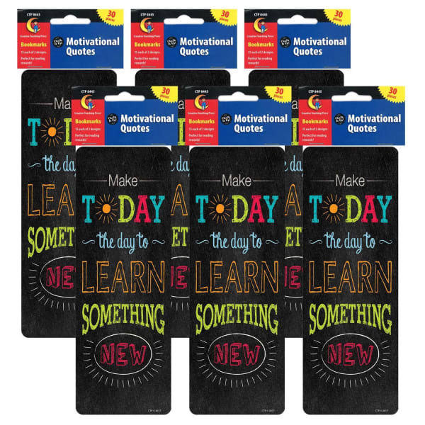 Creative Teaching Press Bookmarks, 2-1/2in x 7in, Chalk It Up! Motivational Quotes, 30 Per Pack, Set Of 6 Packs