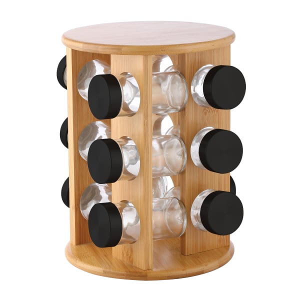 EuroHome Elle Decor 12-Jar Spice Rack Organizer, Wood