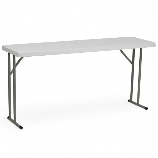 Flash Furniture Plastic Folding Training Table, 29inH x 18inW x 60inD, Granite White