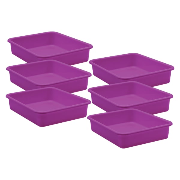 Teacher Created Resources Large Plastic Letter Trays, 3inH x 11-1/2inW x 14inD, Purple, Pack Of 6 Trays
