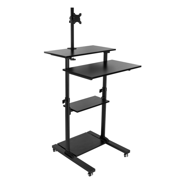 Mount-It! Rolling Computer Work Station with Monitor Mount, 37inH x 27.5inW x 26inD, Silver
