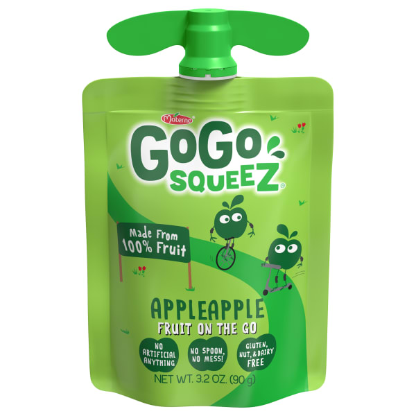 GoGo Squeez Applesauce Pouches, Apple Apple, 3.2 Oz, Pack Of 18 Pouches