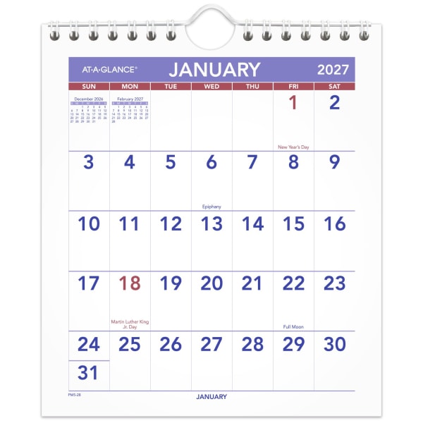AT-A-GLANCE 2027 Monthly Wall Calendar, Mini, 6 1/2in x 7 1/2in