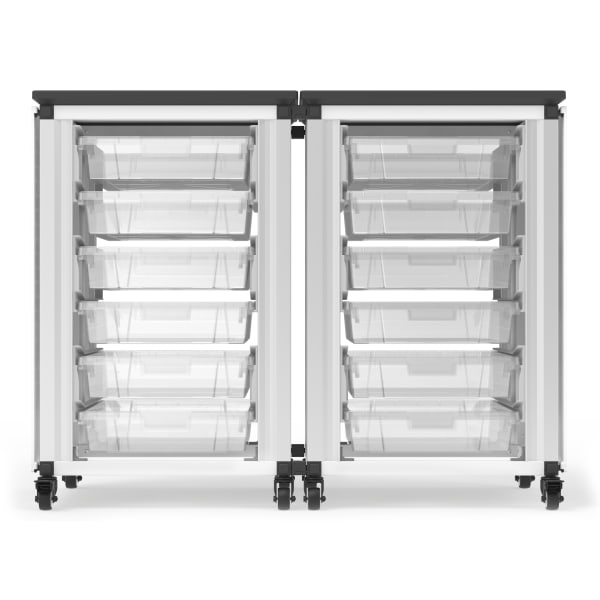Luxor Modular Classroom Storage Cabinets, 12 Small Bins, 29inH x 18-1/4inW x 18-1/4inD, White, Pack Of 2 Side-By-Side Modules