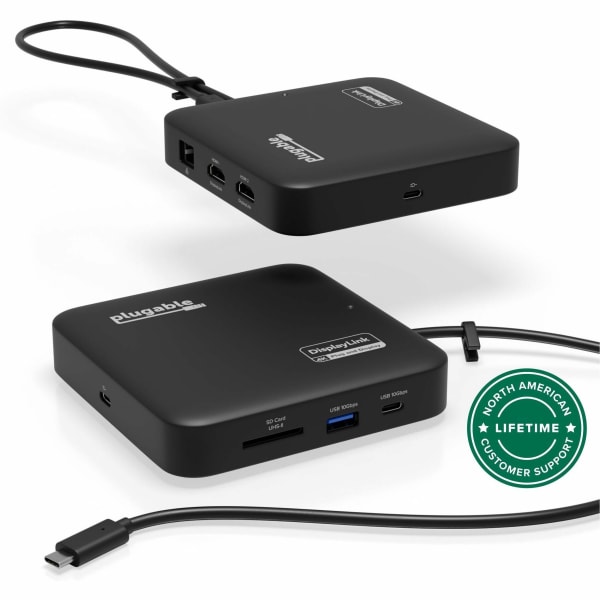 Plugable 7-in-1 USB C Docking Station Dual Monitor - Dual HDMI Dock is Compatible with Mac and Windows - USBC6950PDZ