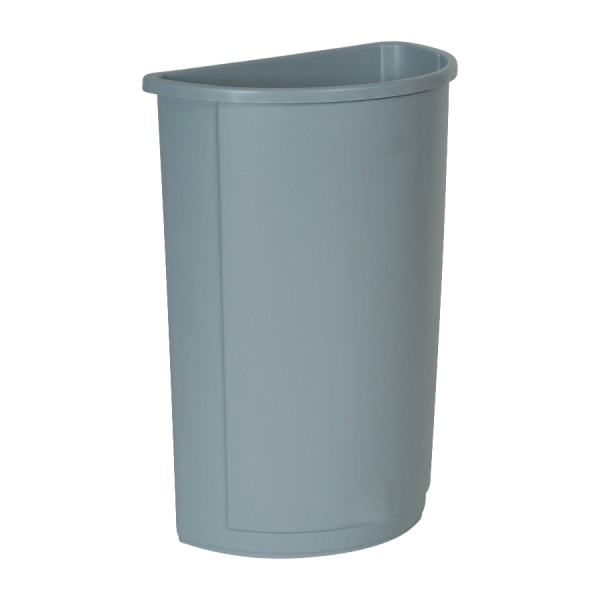 Rubbermaid Half-Round Wastebaskets, 21 Gallons, 28 5/8in x 12in, Gray