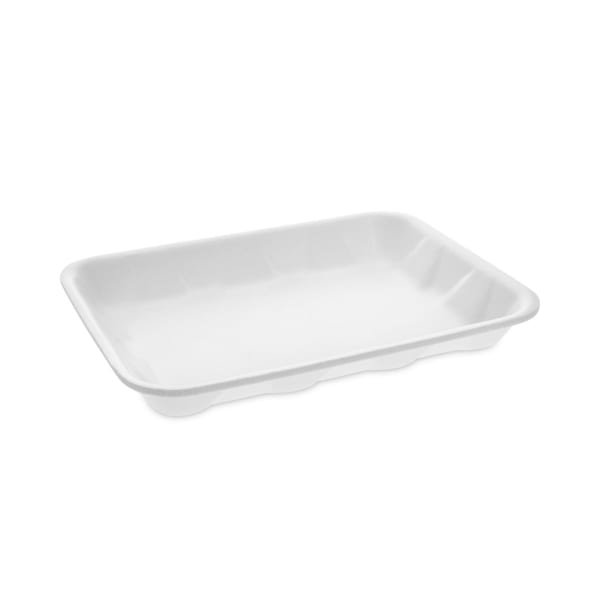Pactiv Evergreen Foam Trays, Meat, #4D, 9-1/2in x 7in x 1-1/4in, White, Pack Of 500 Trays