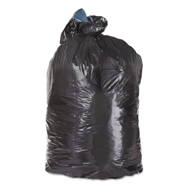 Trinity Plastics Low-Density Can Liners, 45 gal, 1.6 mil, 23in x 46in, Black, Flat Pack, 100/Carton