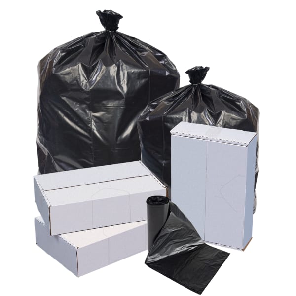 Highmark Linear 0.6-mil Low Density Can Liners, 10 Gallons, 24in x 23in, Black, Case Of 500