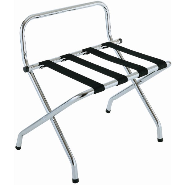 CSL High Back Metal Luggage Rack, 26-1/2inH x 24-1/4inW x 16inD, Zinc/Black