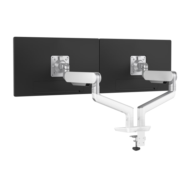 Fellowes Rising 2 Dual Monitor Arm, Fully Adjustable, 28 Lb Capacity Per Arm, Maximum Monitor Width 42.3in, Designer White