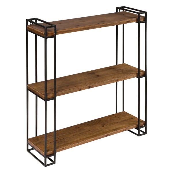 Kate and Laurel Lintz Floating Wall Shelves, 30-1/2inH x 26inW x 7-1/4inD, Brown/Black