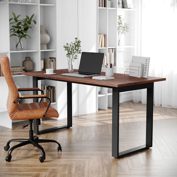 Flash Furniture Redmond Commercial 60x30 Conference Table with 1in Thick Double Sided Laminate Table Top with PVC Edging and Heavy Duty U-Frame Steel Base, Walnut