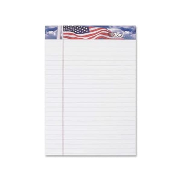 TOPS American Pride Binding Legal Writing Tablet - Jr.Legal - 50 Sheets - Strip - 16 lb Basis Weight - Jr.Legal - 5in x 8in Sheet Size - White Paper - Perforated, Bleed Resistant - 3 / Pack