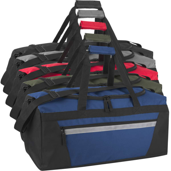 Trailmaker Duffel Bags, 11inH x 22inW x 11inD, Assorted Colors, Set Of 24 Duffel Bags