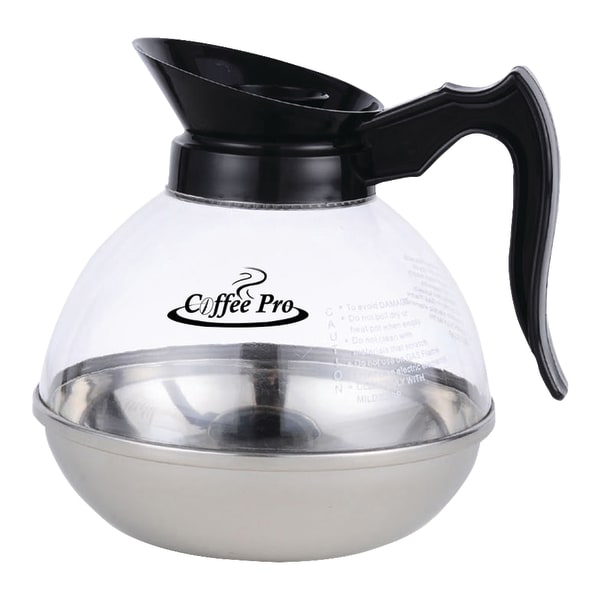 Coffee Pro 12-Cup Unbreakable Coffee Decanter, Black/Clear/Silver