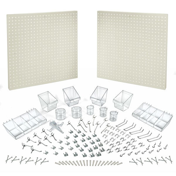 Azar Displays 125-Piece Pegboard Organizer Kit, 24in x 48in, White