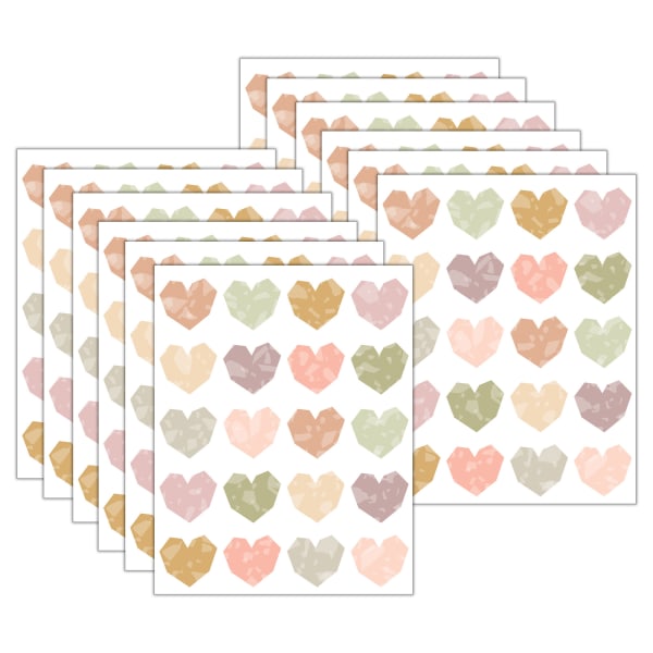 Teacher Created Resources Stickers, 2-1/2in x 1/2in, Terrazzo Tones Hearts, 120 Stickers Per Pack, Bundle Of 12 Packs