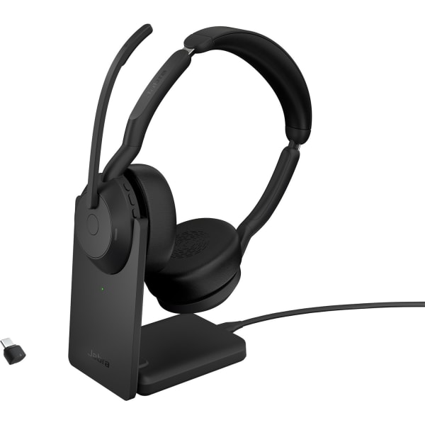 Jabra Evolve2 55 Headset - Stereo - Wireless - Bluetooth - 98.4 ft - 20 Hz to 20 kHz - On-ear - Binaural - Supra-aural - MEMS Technology, Noise Cancelling Microphone - Noise Canceling