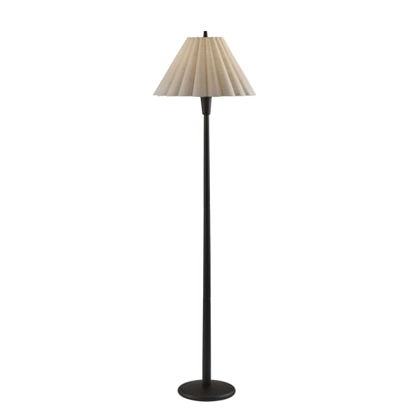 Adesso Scallop Floor Lamp, Black/Cream Fabric Shade