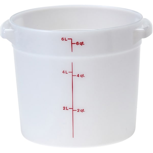 Cambro Poly Round Food Storage Containers, 6 Qt, White, Pack Of 12 Containers