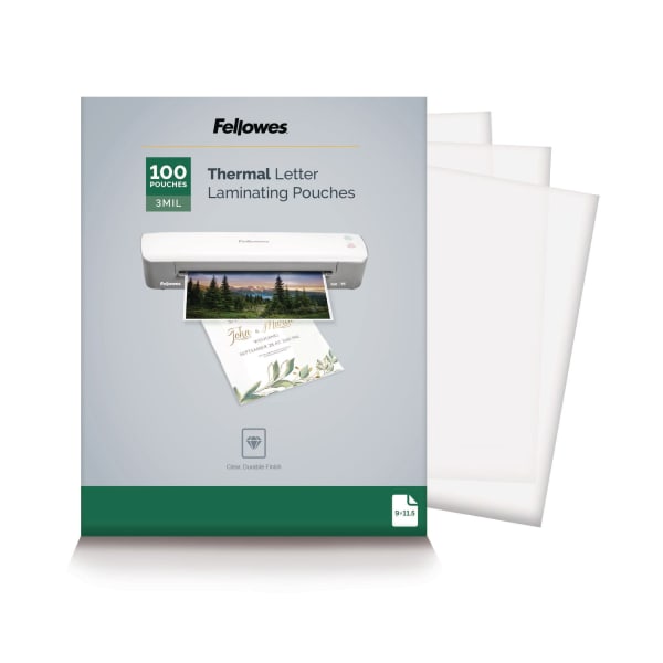 Fellowes Thermal Laminating Pouches, 9in x 11-1/2in, Clear, Pack of 100