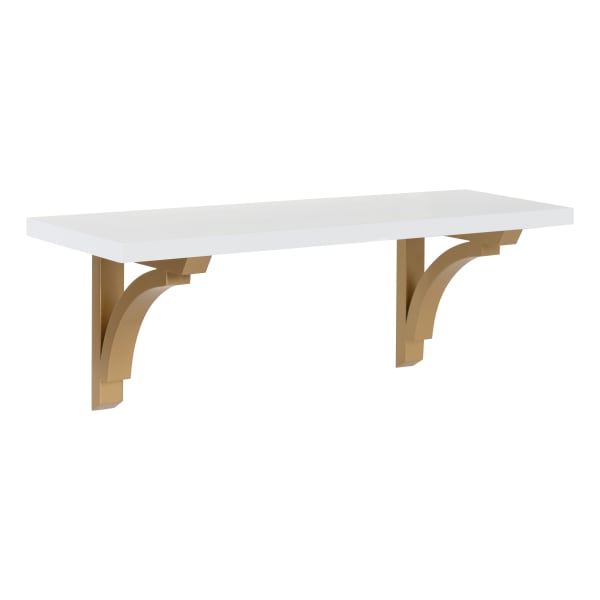 Kate And Laurel Corblynd Wall Shelf, 8-9/16inH x 24inW x 8inD, White/Gold