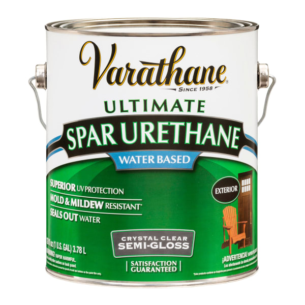 Varathane Ultimate Water-Based Spar Urethane, 1 Gallon, Crystal Clear Semi-Gloss, Pack Of 2 Cans